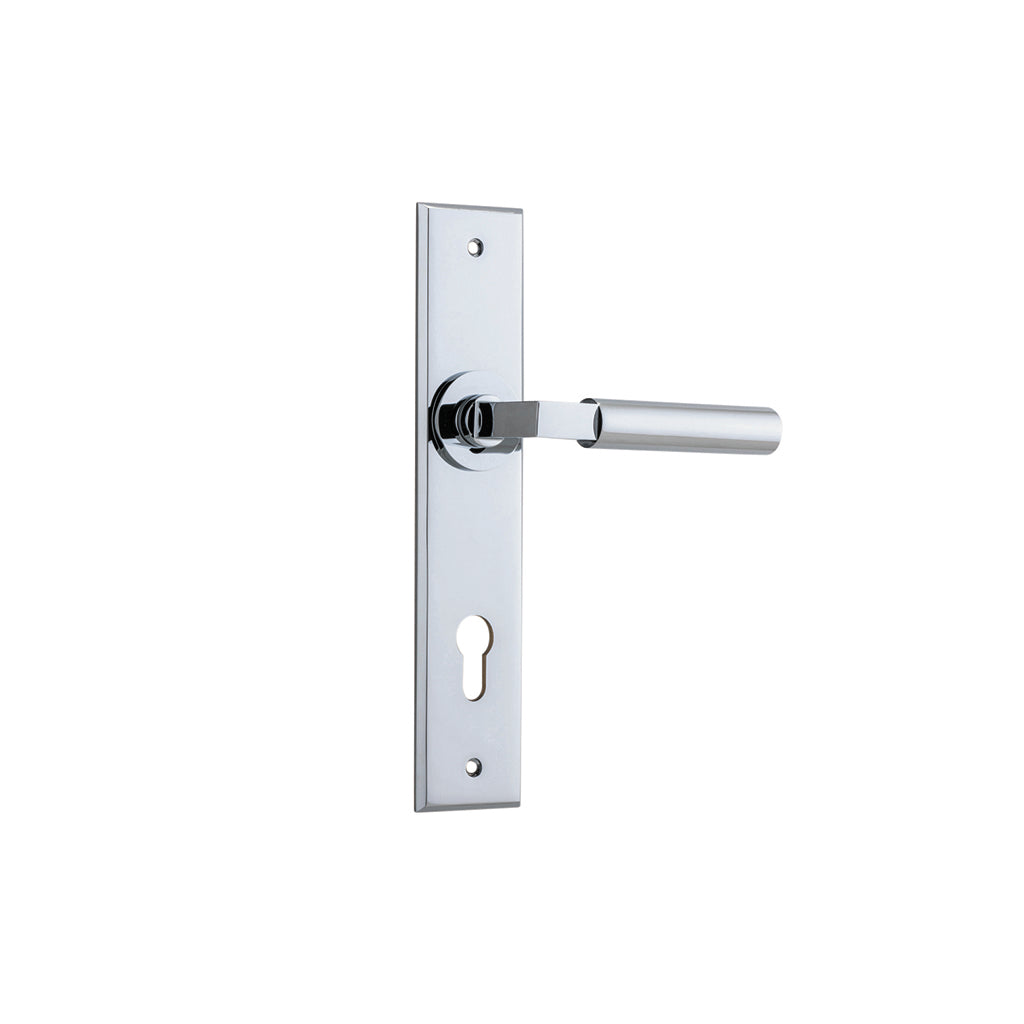 Berlin Lever - Chamfered Backplate Polished Chrome / Entrance / Lever Set Only