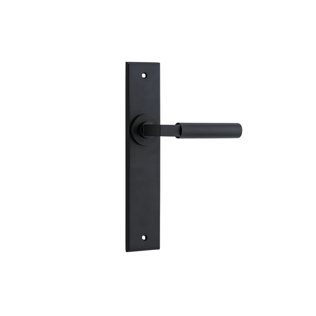 Berlin Lever - Chamfered Backplate Matt Black / Passage / Lever Set Only
