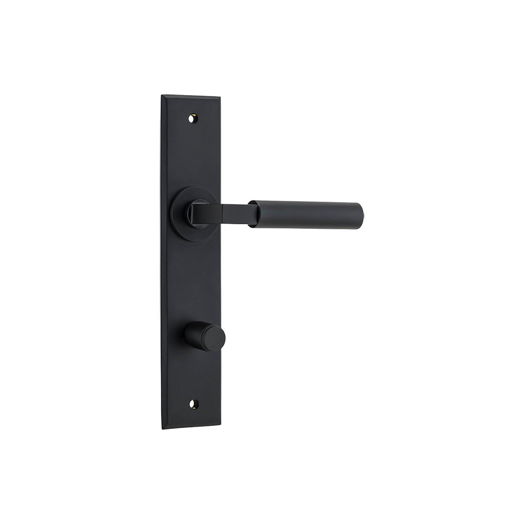 Berlin Lever - Chamfered Backplate Matt Black / Privacy / Lever Set Only
