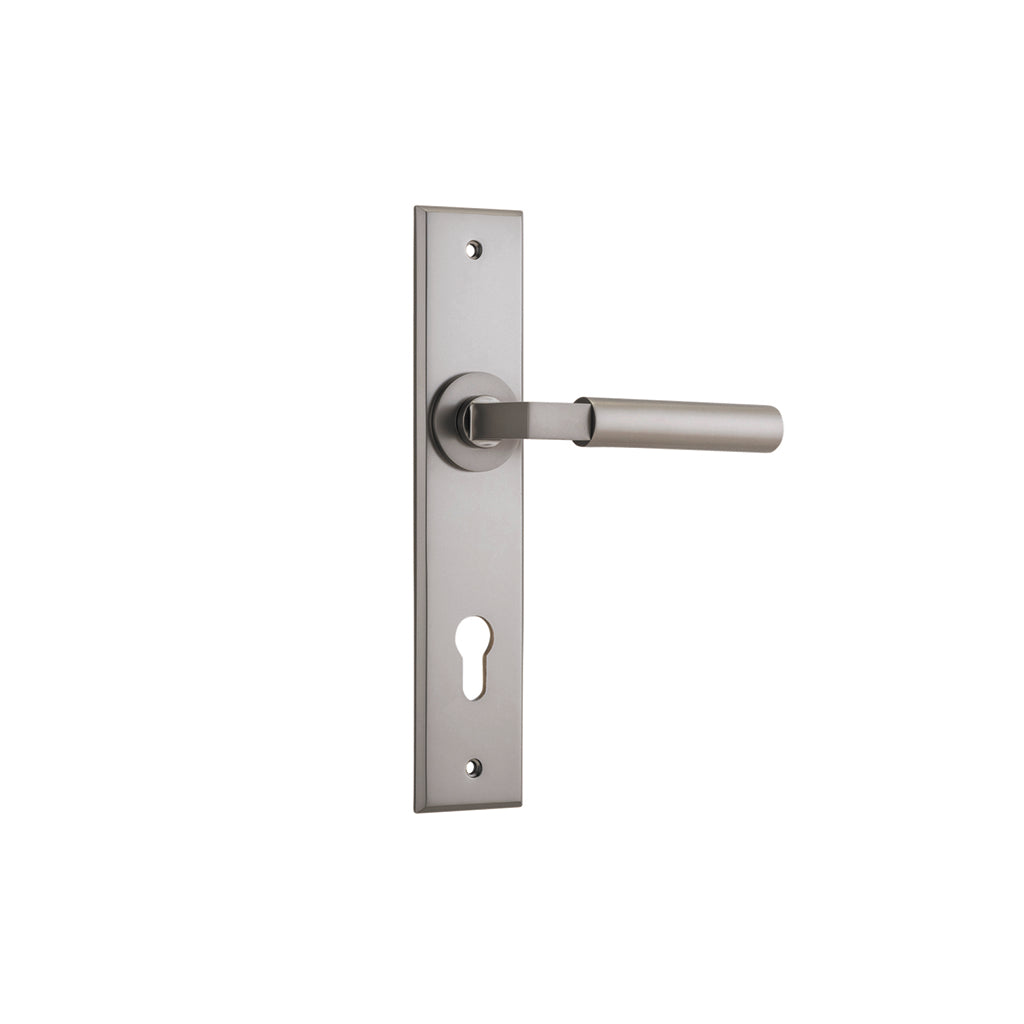 Berlin Lever - Chamfered Backplate Satin Nickel / Entrance / Lever Set Only