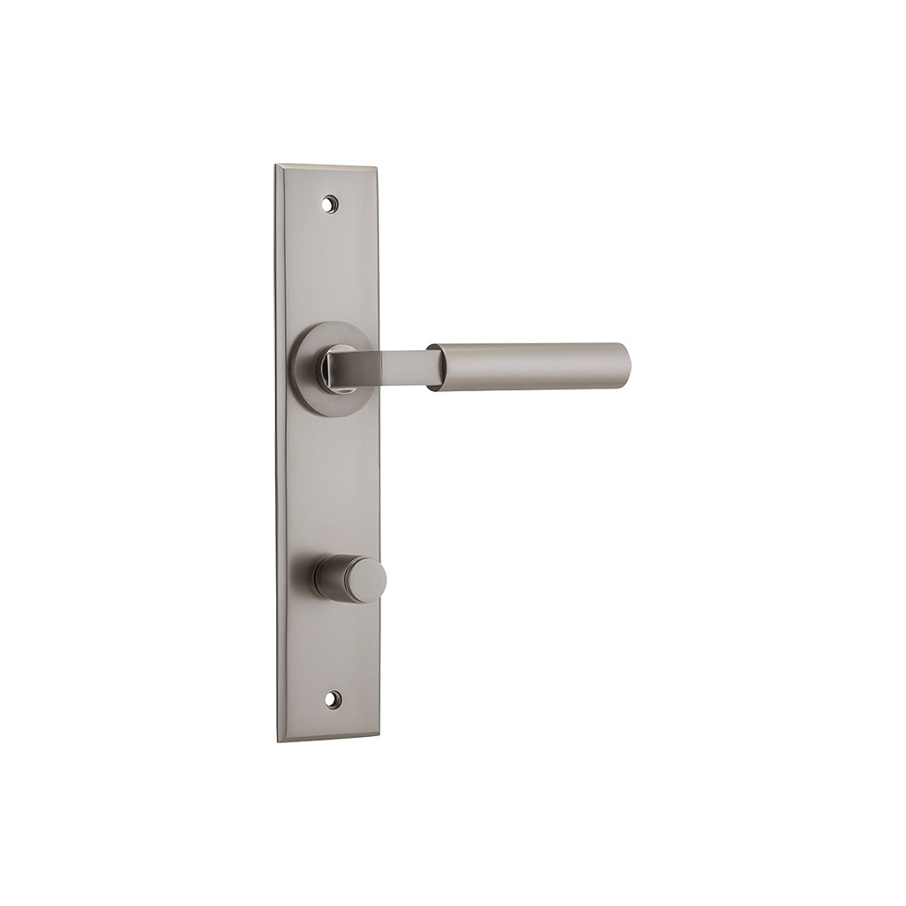 Berlin Lever - Chamfered Backplate Satin Nickel / Privacy / Lever Set Only