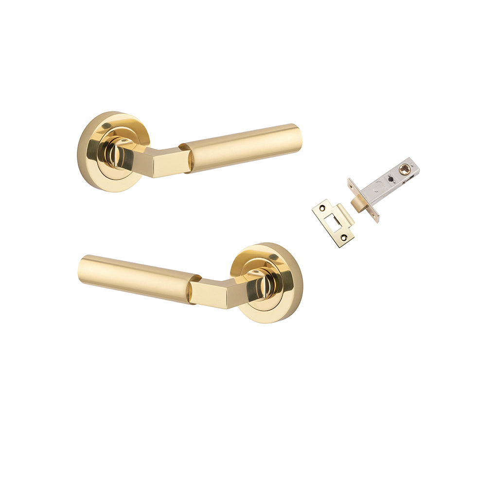 Berlin Lever - Round Rose Polished Brass / Passage / Passage Kit