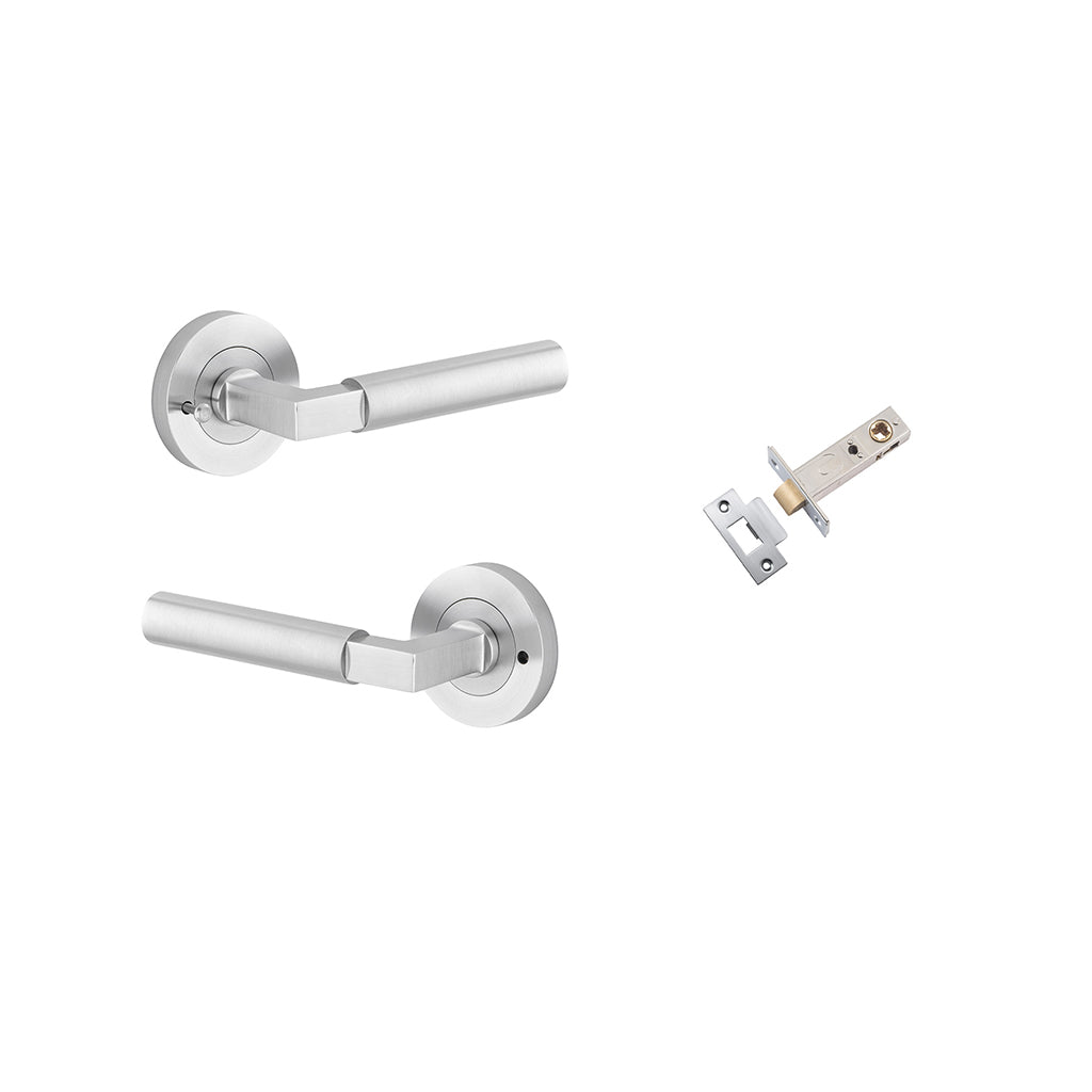 Berlin Lever - Round Rose Brushed Chrome / Privacy / Inbuilt Privacy Kit