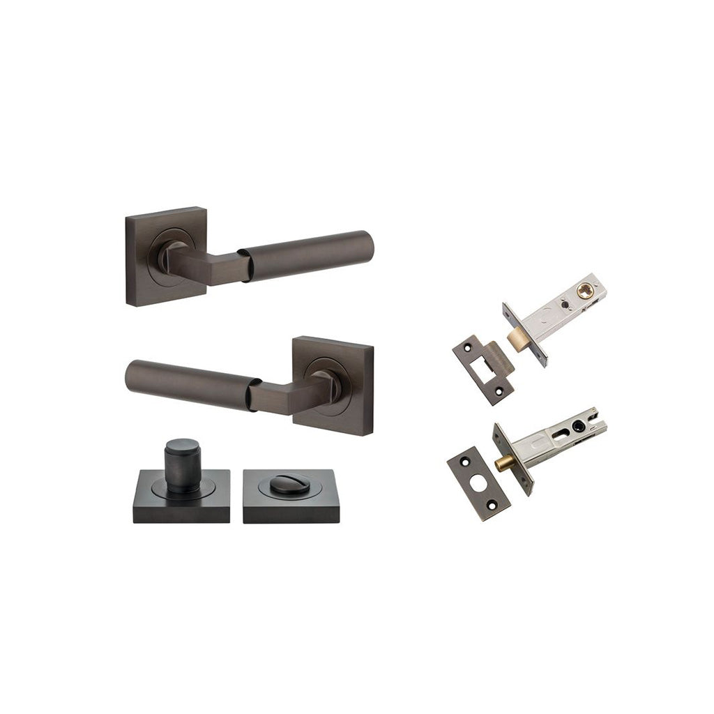 Berlin Lever - Square Rose Signature Brass / Privacy / Separate Privacy Kit