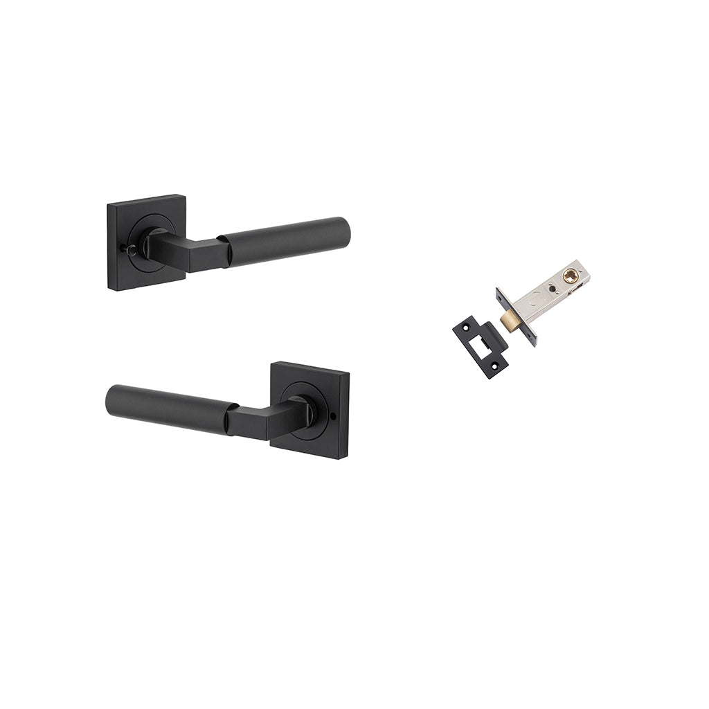 Berlin Lever - Square Rose Matt Black / Privacy / Inbuilt Privacy Kit