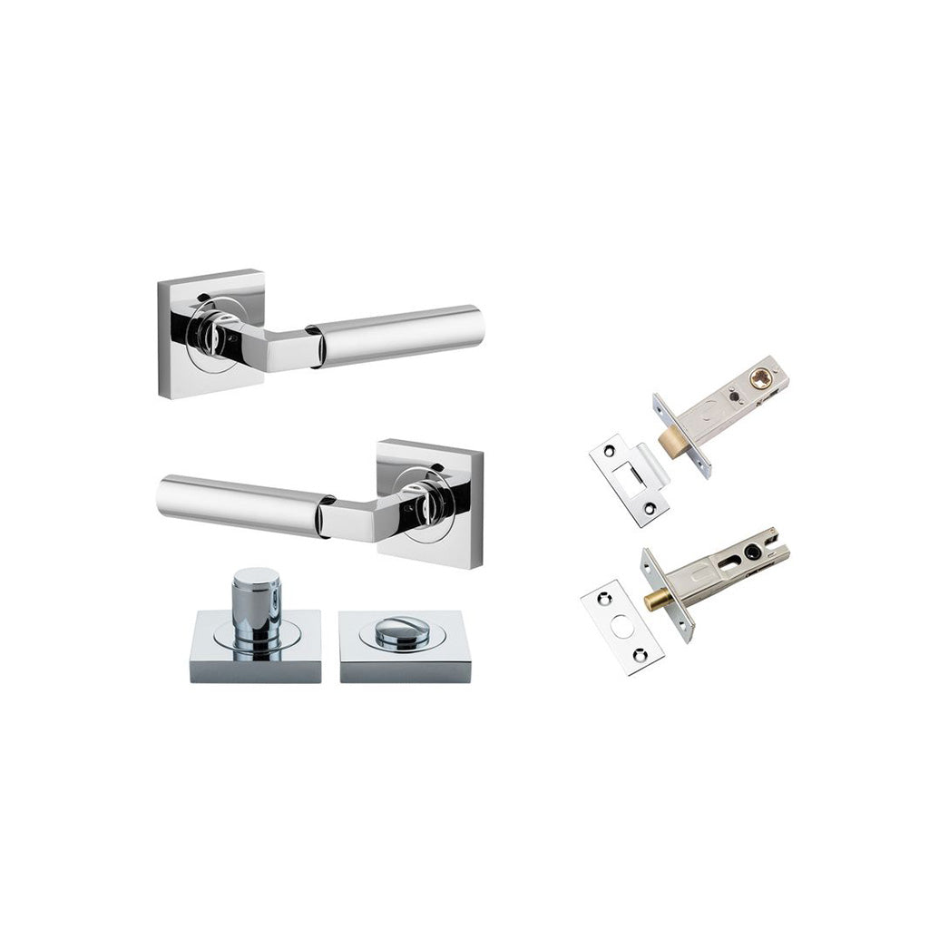Berlin Lever - Square Rose Polished Chrome / Privacy / Separate Privacy Kit