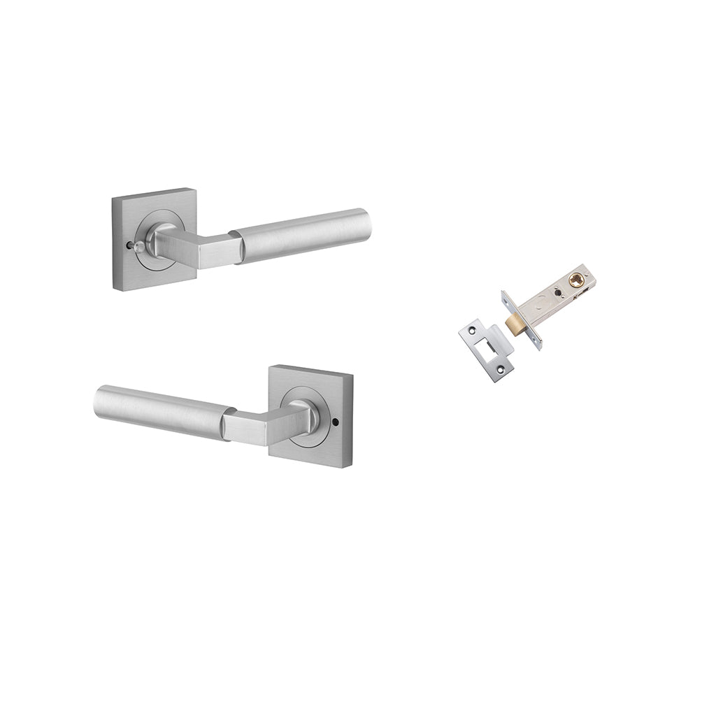 Berlin Lever - Square Rose Brushed Chrome / Privacy / Inbuilt Privacy Kit