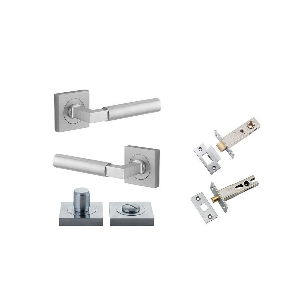 Berlin Lever - Square Rose Brushed Chrome / Privacy / Separate Privacy Kit