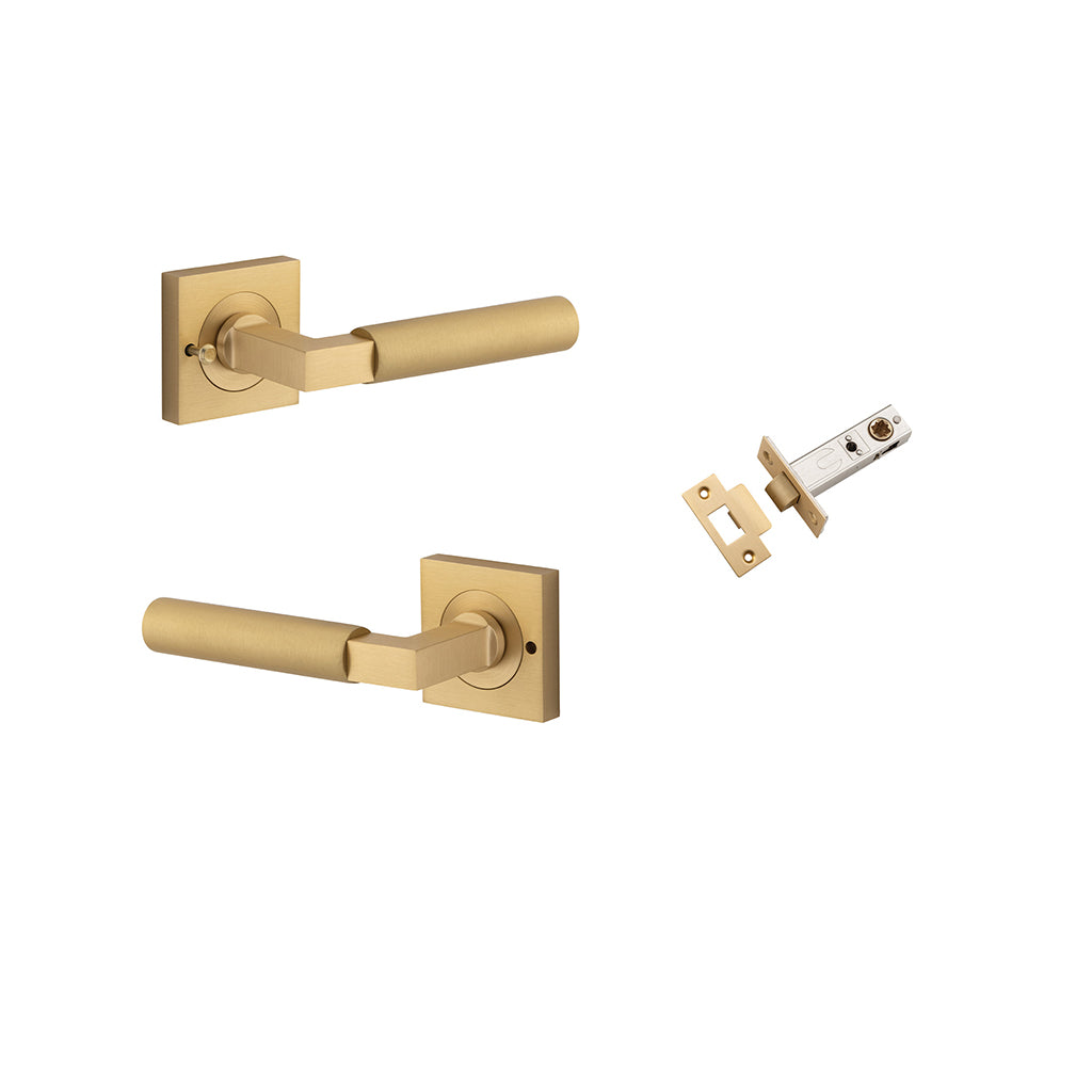Berlin Lever - Square Rose Brushed Brass / Privacy / Inbuilt Privacy Kit