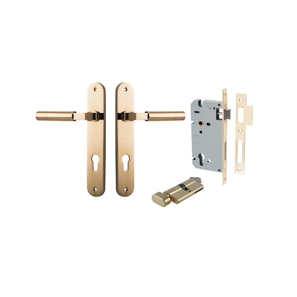 Berlin Lever - Oval Backplate Polished Brass / Entrance / Entrance Kit (Key-Thumb)