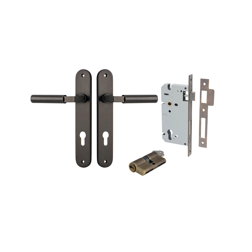 Berlin Lever - Oval Backplate Signature Brass / Entrance / Entrance Kit Dual Function (Key-Key)