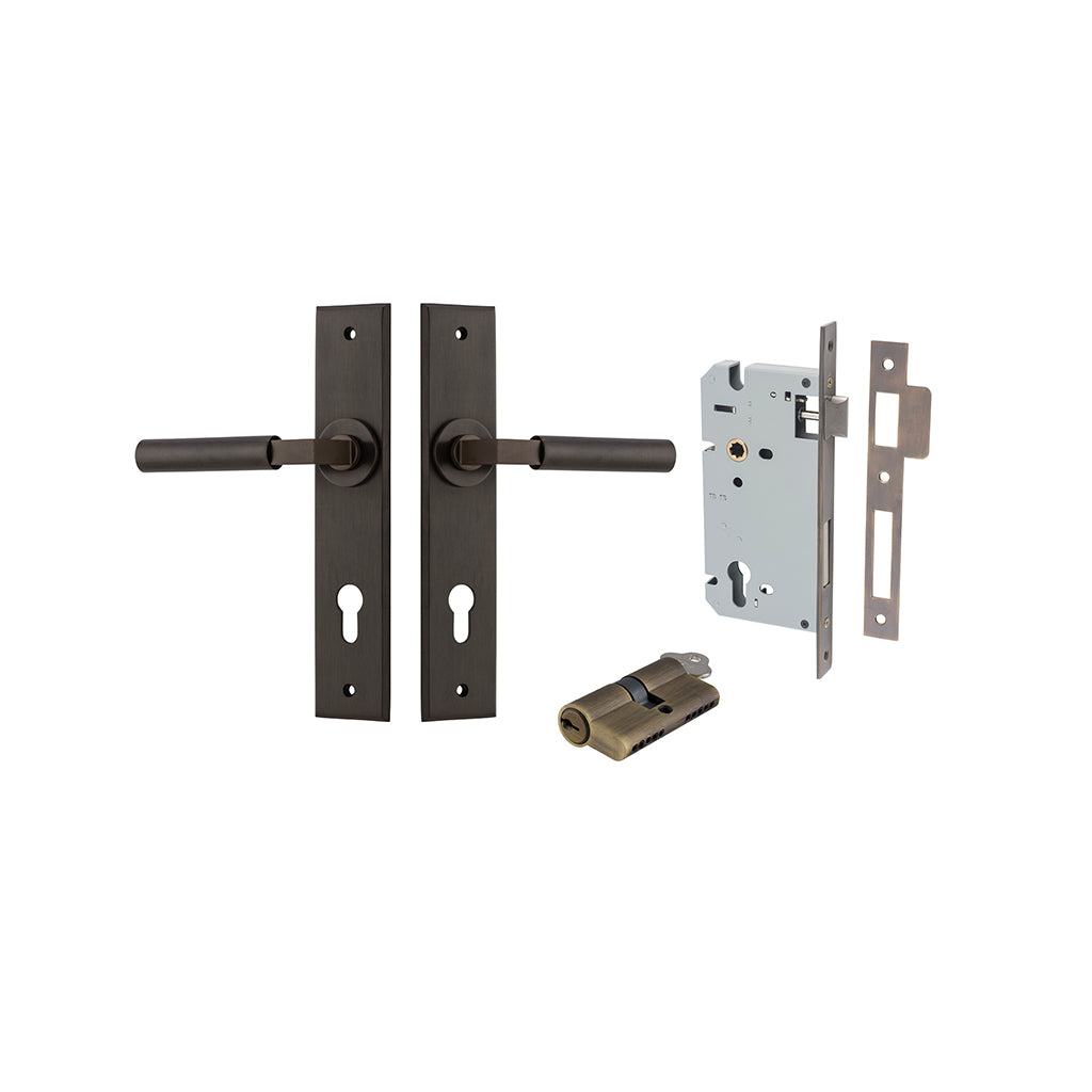 Berlin Lever - Chamfered Backplate Signature Brass / Entrance / Entrance Kit Dual Function (Key-Key)