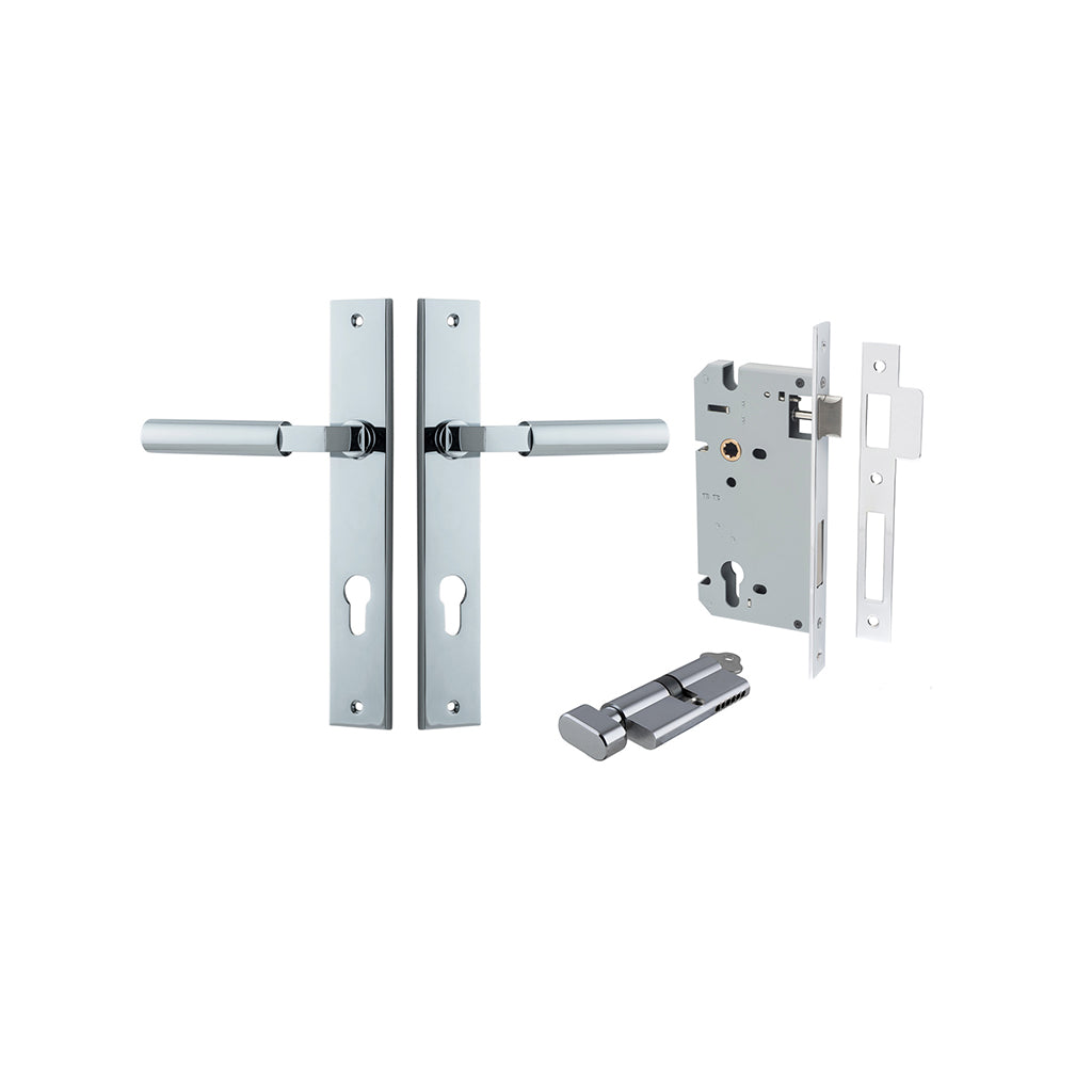Berlin Lever - Rectangular Backplate Polished Chrome / Entrance / Entrance Kit (Key-Thumb)