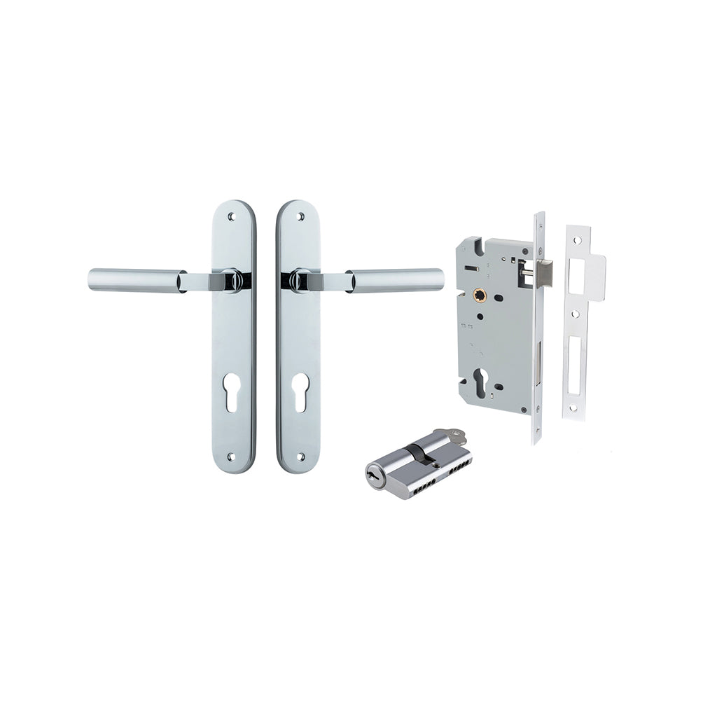 Berlin Lever - Oval Backplate Polished Chrome / Entrance / Entrance Kit Dual Function (Key-Key)
