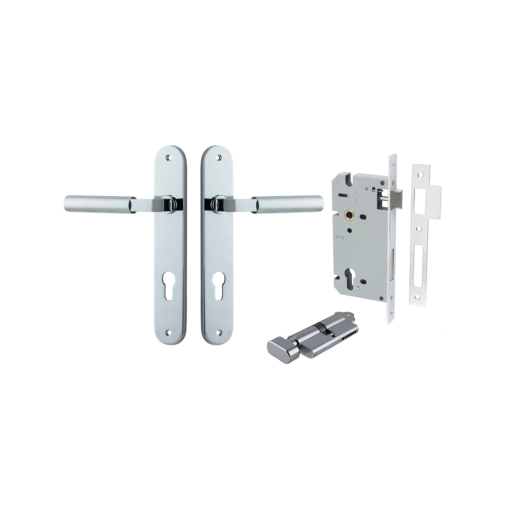 Berlin Lever - Oval Backplate Polished Chrome / Entrance / Entrance Kit (Key-Thumb)