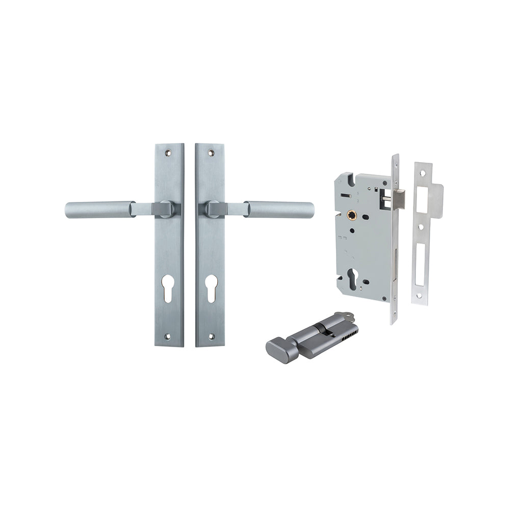 Berlin Lever - Rectangular Backplate Brushed Chrome / Entrance / Entrance Kit (Key-Thumb)