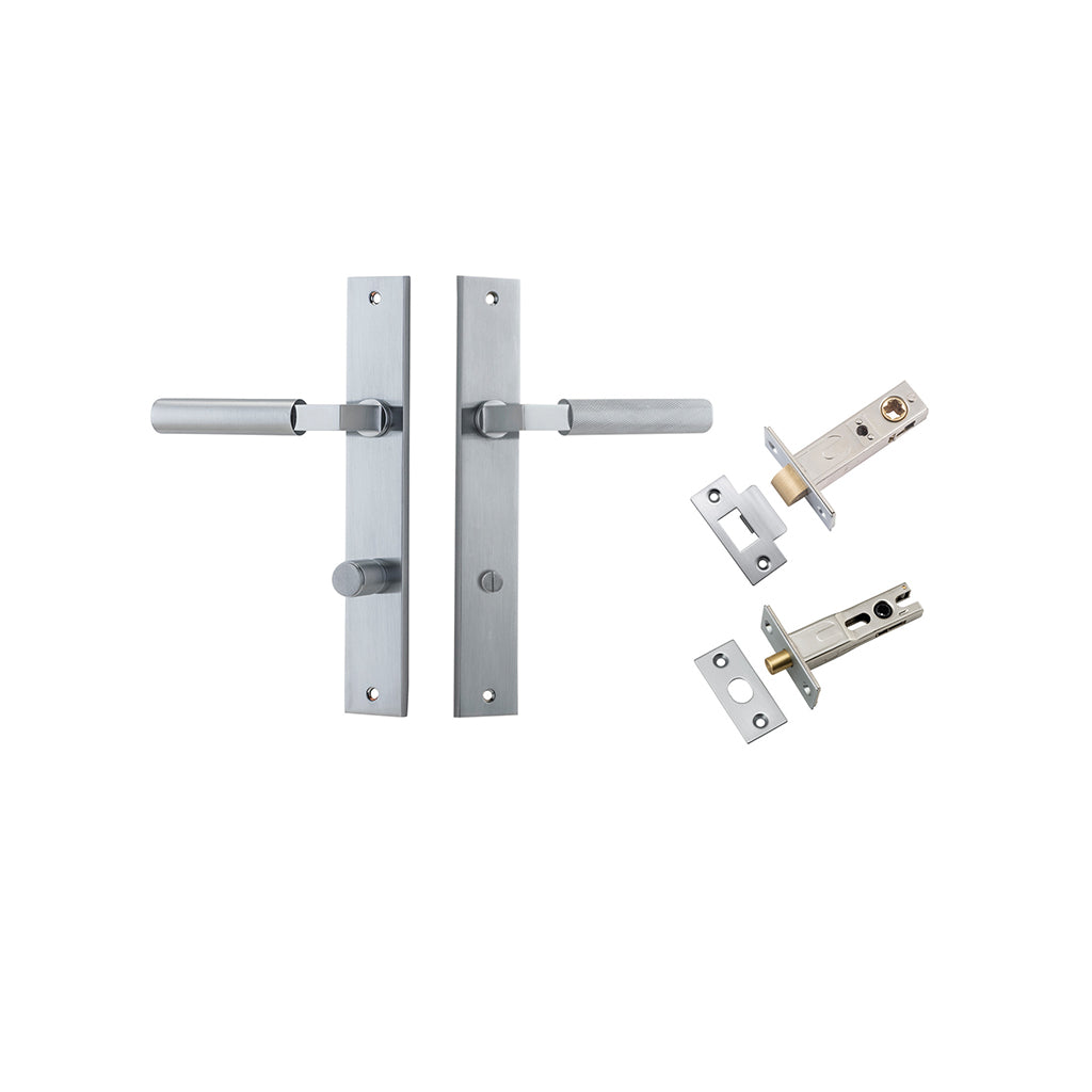 Berlin Lever - Rectangular Backplate Brushed Chrome / Privacy / Separate Privacy Kit
