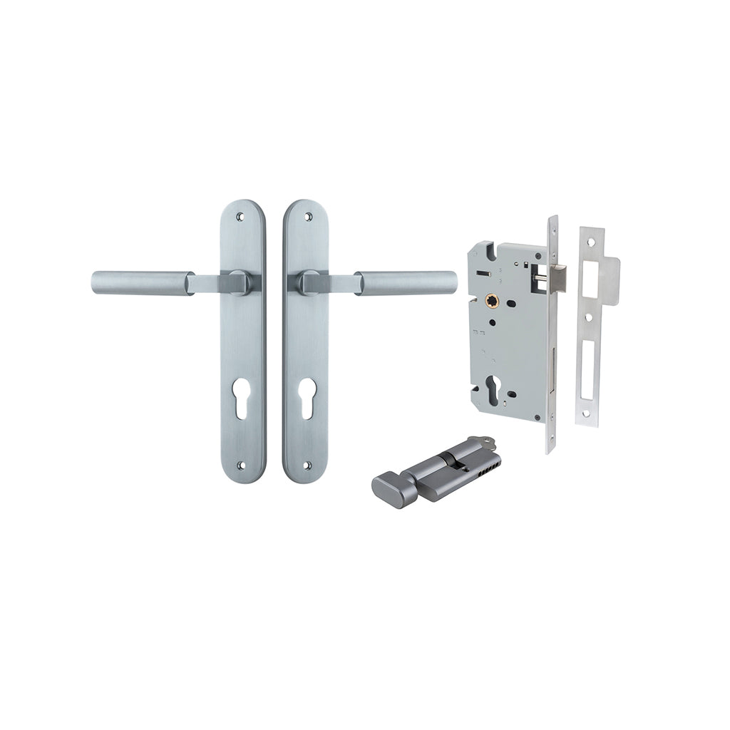 Berlin Lever - Oval Backplate Brushed Chrome / Entrance / Entrance Kit (Key-Thumb)