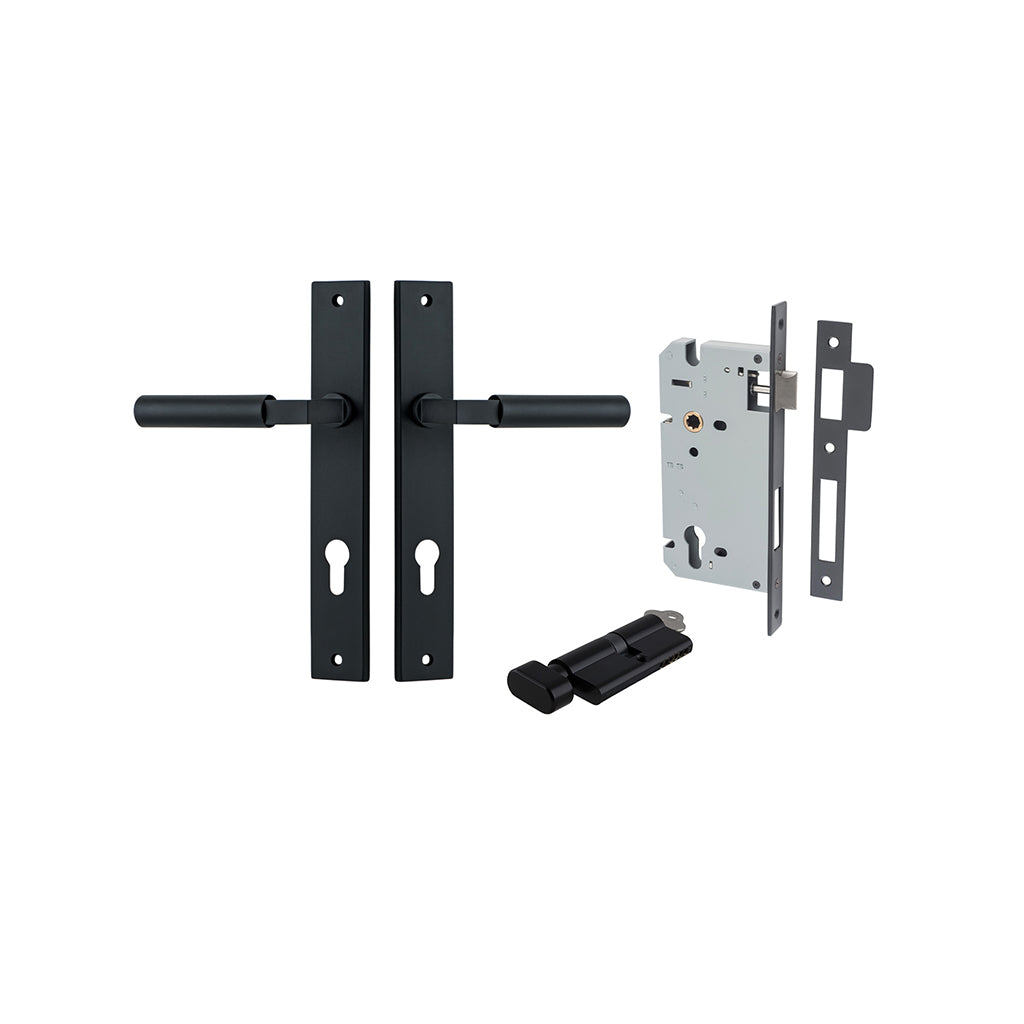 Berlin Lever - Rectangular Backplate Matt Black / Entrance / Entrance Kit (Key-Thumb)