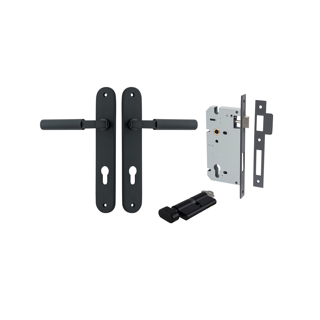 Berlin Lever - Oval Backplate Matt Black / Entrance / Entrance Kit (Key-Thumb)