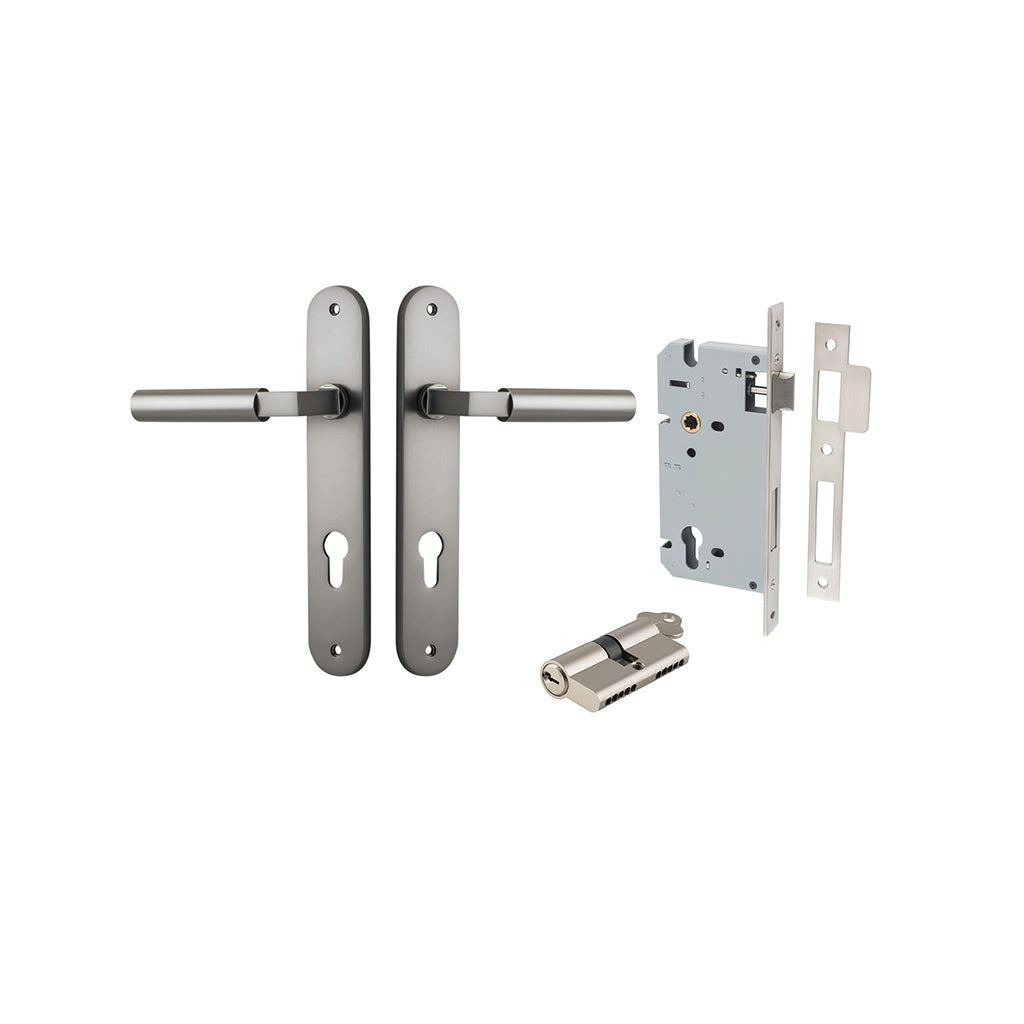 Berlin Lever - Oval Backplate Satin Nickel / Entrance / Entrance Kit Dual Function (Key-Key)