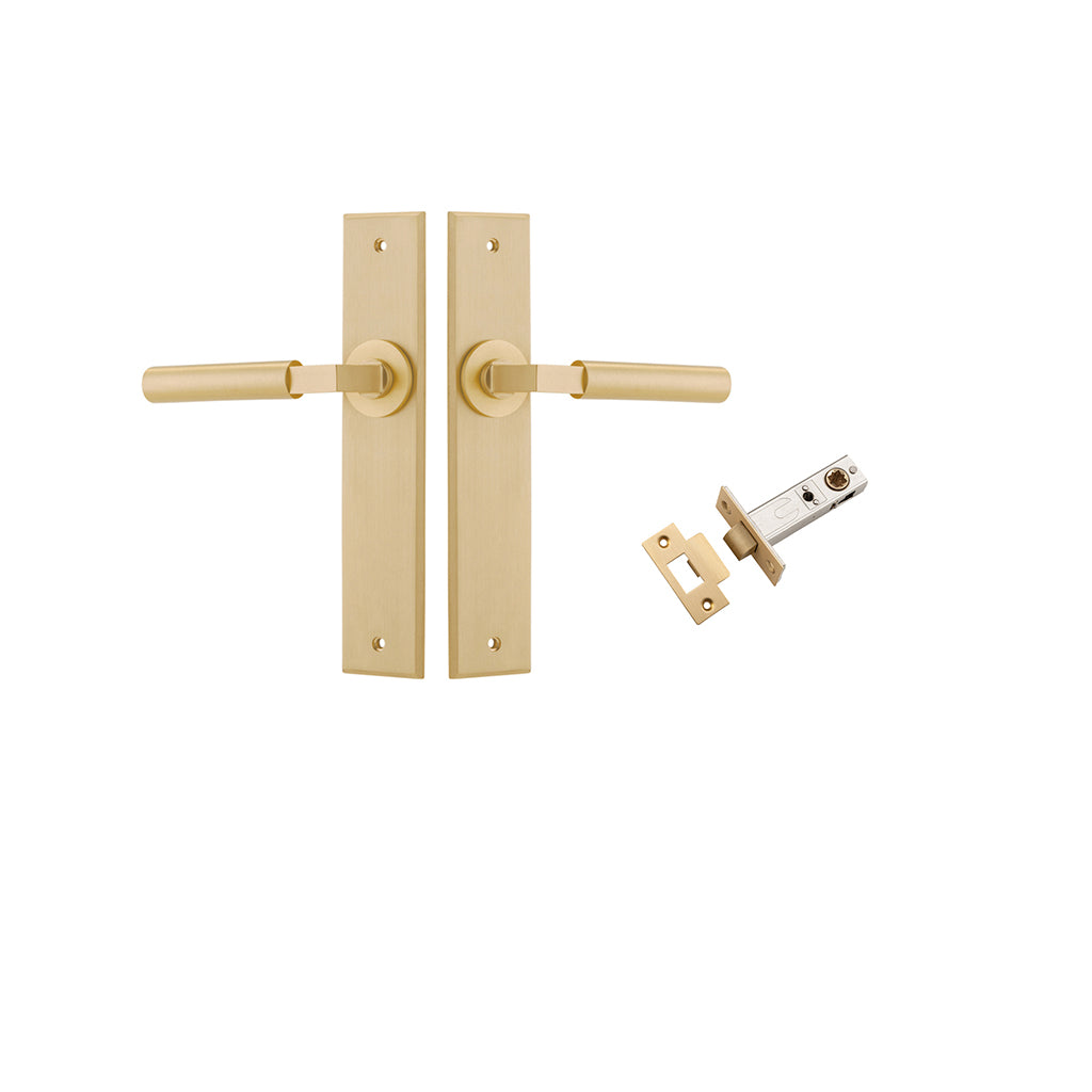 Berlin Lever - Chamfered Backplate Brushed Brass / Passage / Passage Kit