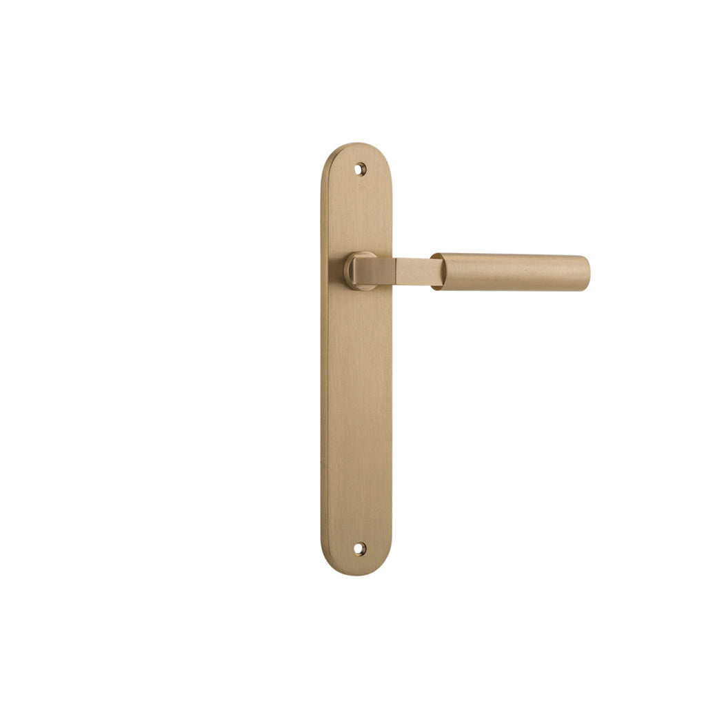 Berlin Lever - Oval Backplate Brushed Brass / Passage / Lever Set Only