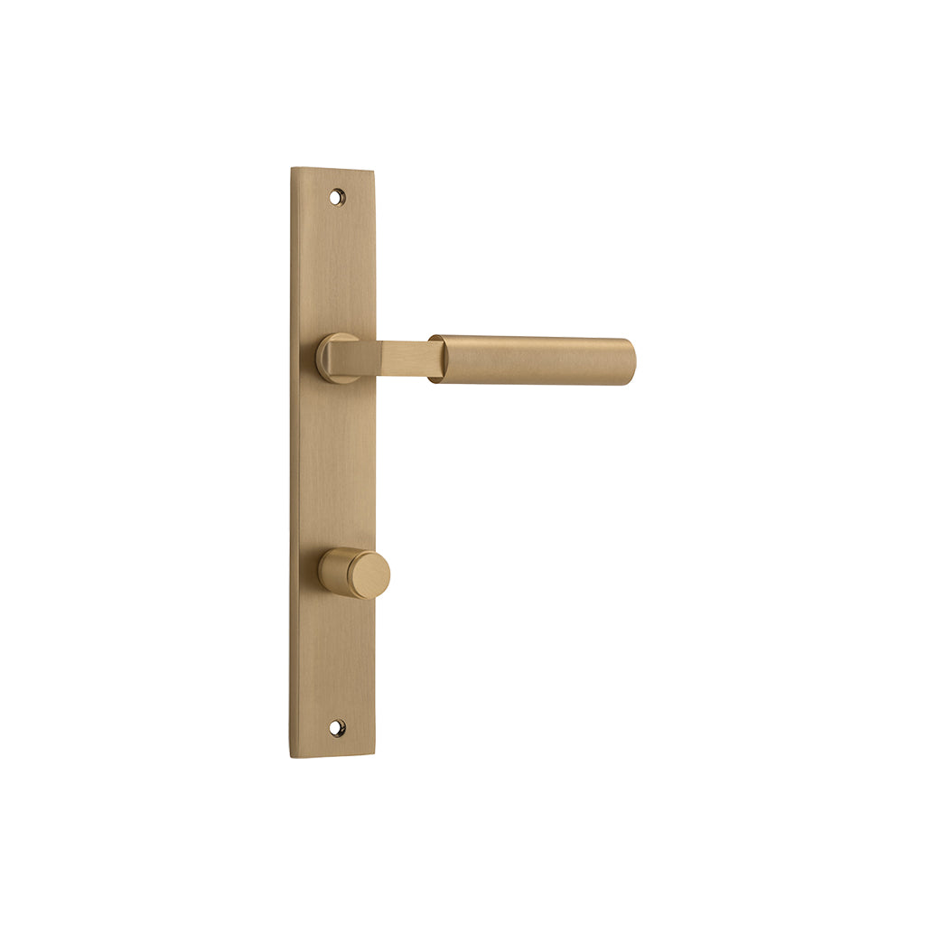 Berlin Lever - Rectangular Backplate Brushed Brass / Privacy / Lever Set Only