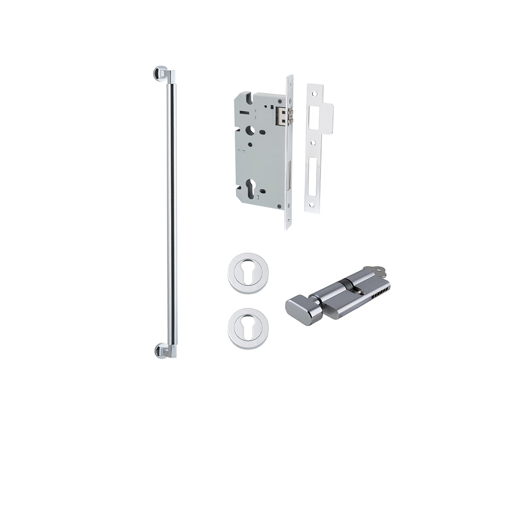 Berlin Pull Handle Polished Chrome / 600mm / Entrance Kit (Key-Thumb)