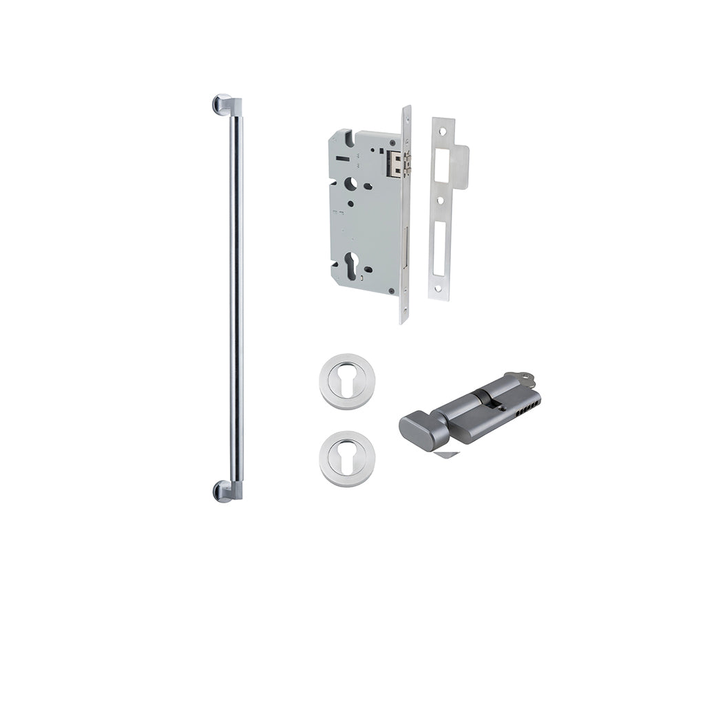 Berlin Pull Handle Brushed Chrome / 600mm / Entrance Kit (Key-Thumb)