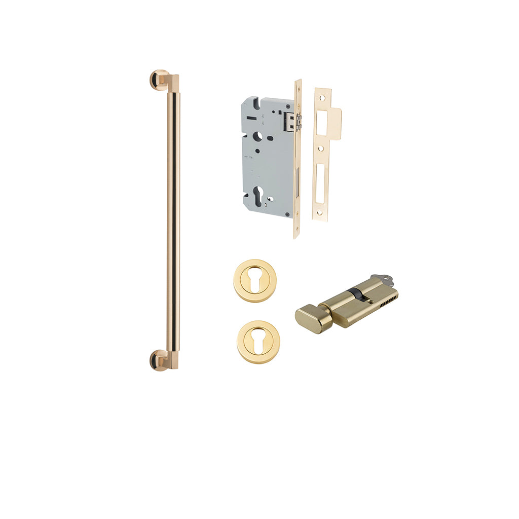Berlin Pull Handle Polished Brass / 450mm / Entrance Kit (Key-Thumb)