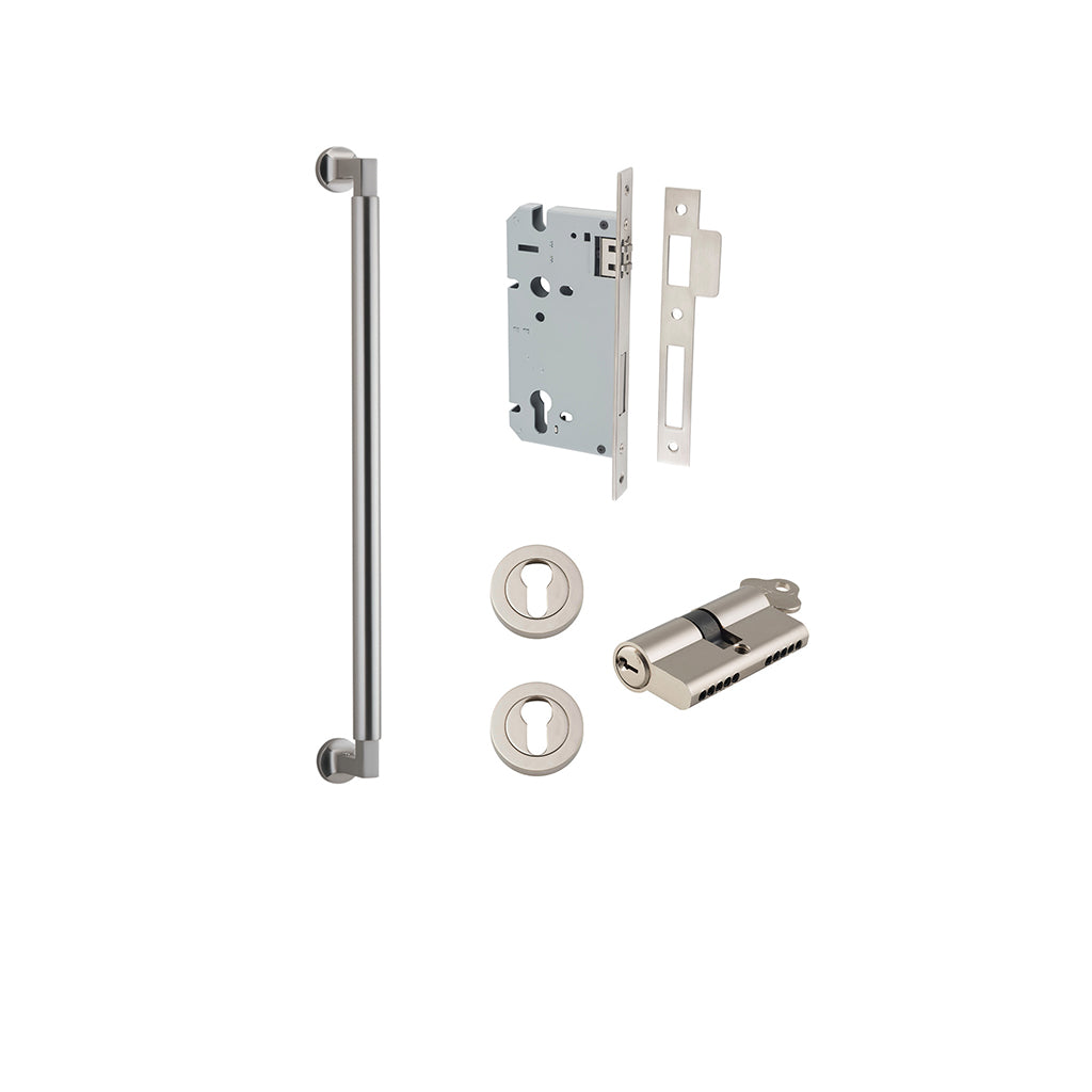Berlin Pull Handle Satin Nickel / 450mm / Entrance Kit Dual Function (Key-Key)