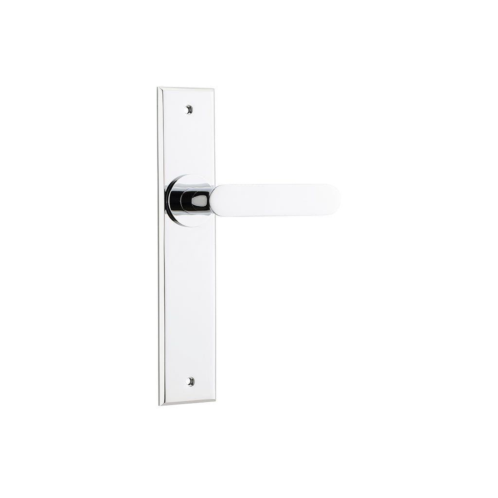 Bronte Lever - Chamfered Backplate Polished Chrome / Passage / Lever Set Only