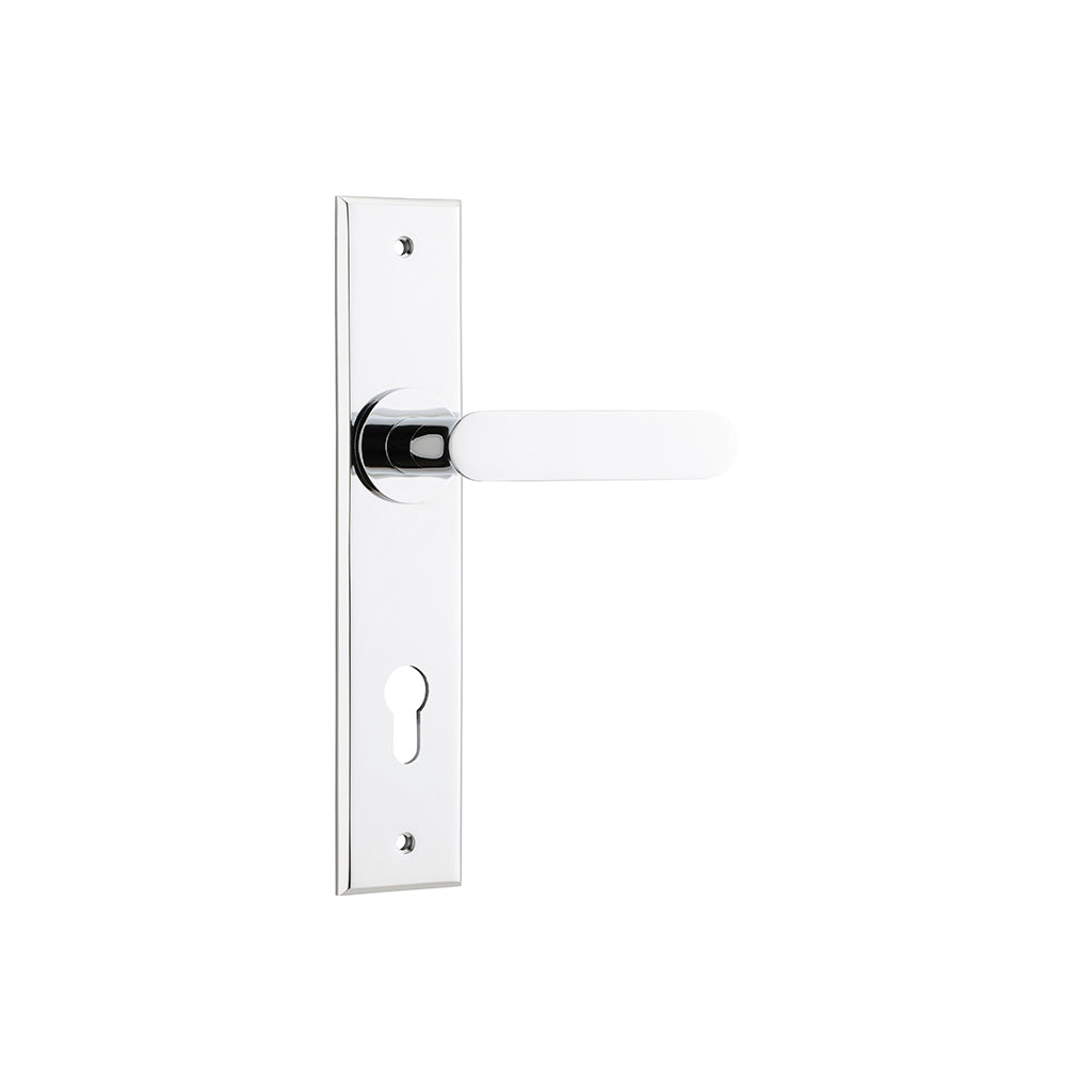 Bronte Lever - Chamfered Backplate Polished Chrome / Entrance / Lever Set Only