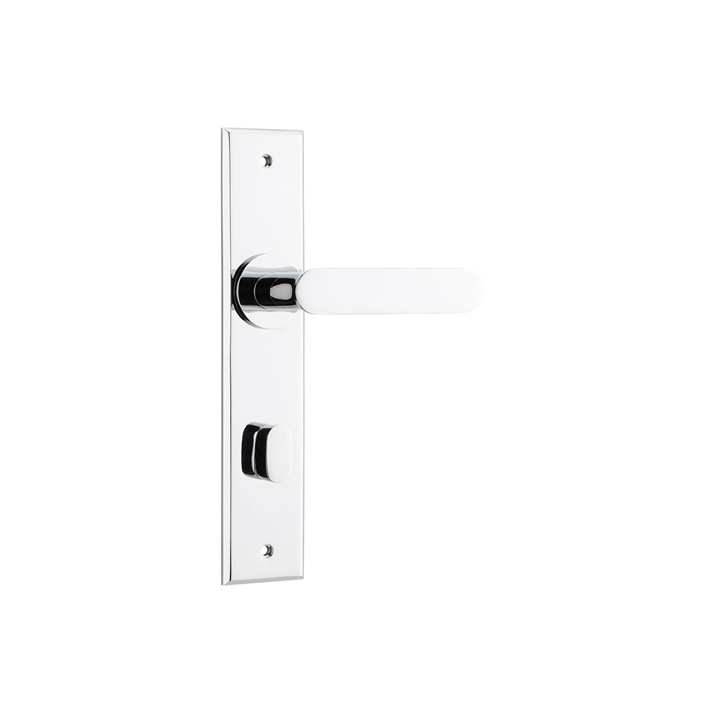 Bronte Lever - Chamfered Backplate Polished Chrome / Privacy / Lever Set Only
