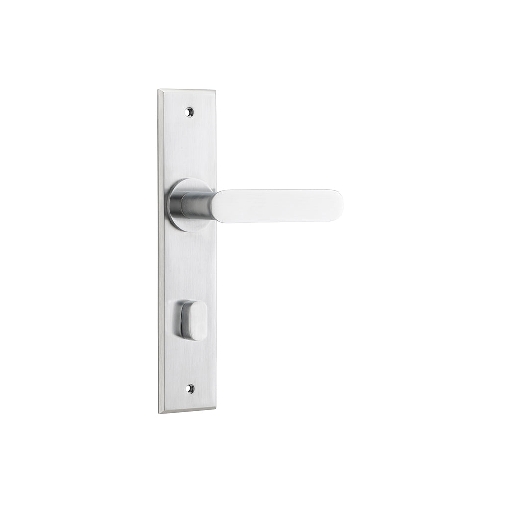 Bronte Lever - Chamfered Backplate Brushed Chrome / Privacy / Lever Set Only
