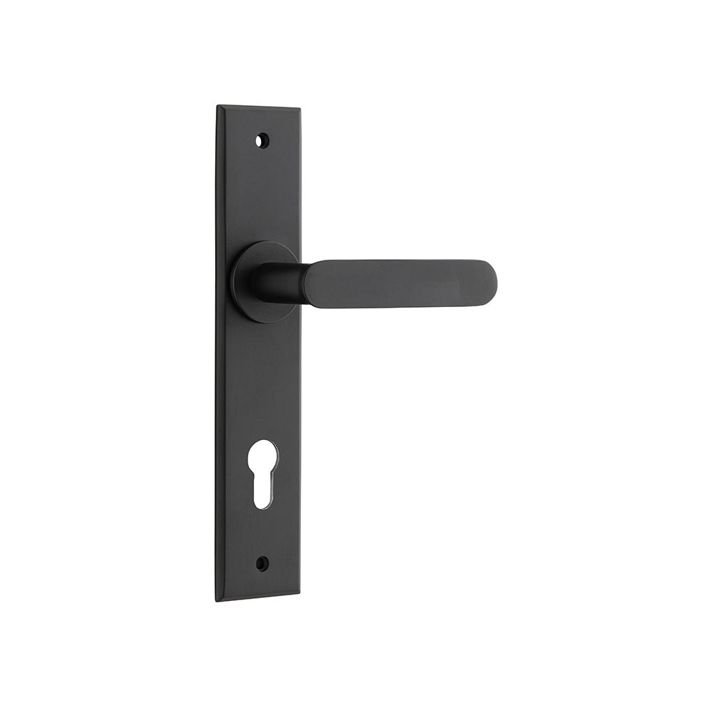 Bronte Lever - Chamfered Backplate Matt Black / Entrance / Lever Set Only