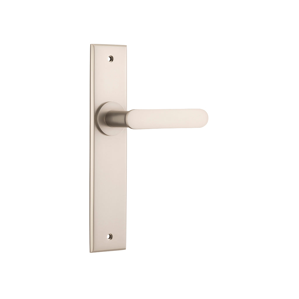 Bronte Lever - Chamfered Backplate Satin Nickel / Passage / Lever Set Only