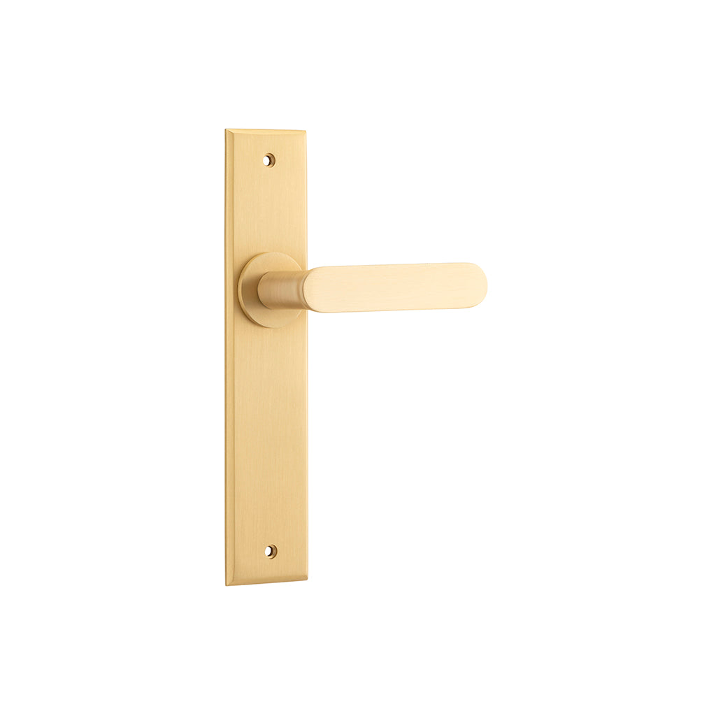 Bronte Lever - Chamfered Backplate Brushed Brass / Passage / Lever Set Only