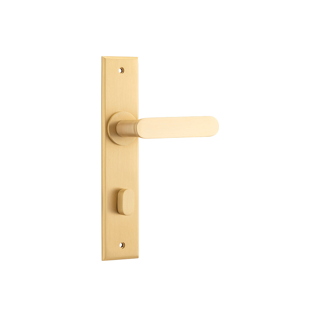 Bronte Lever - Chamfered Backplate Brushed Brass / Privacy / Lever Set Only