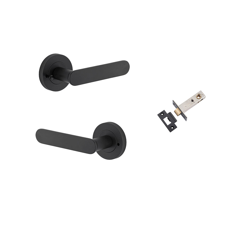 Bronte Lever - Round Rose Matt Black / Privacy / Inbuilt Privacy Kit