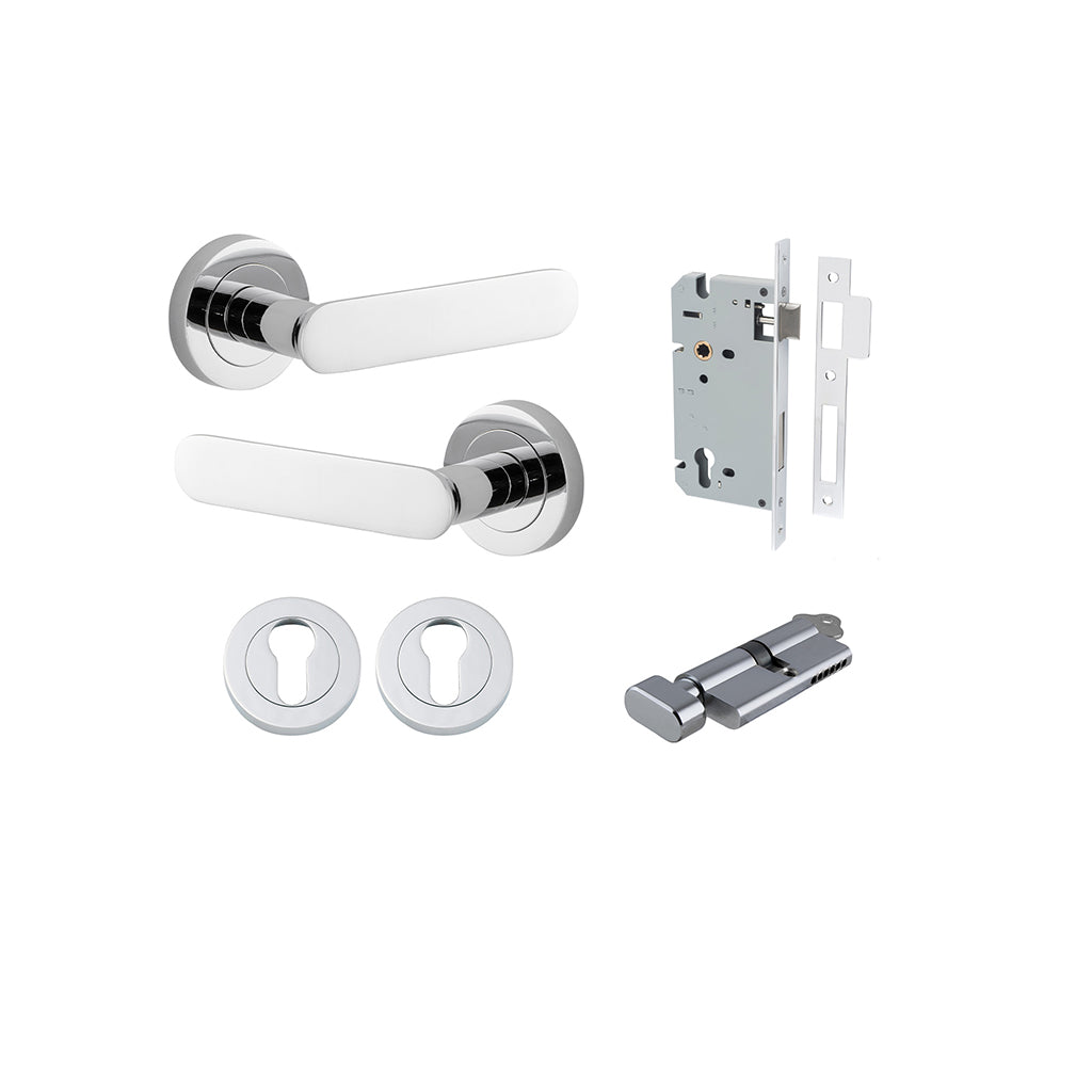 Bronte Lever - Round Rose Polished Chrome / Entrance / Entrance Kit (Key-Thumb)