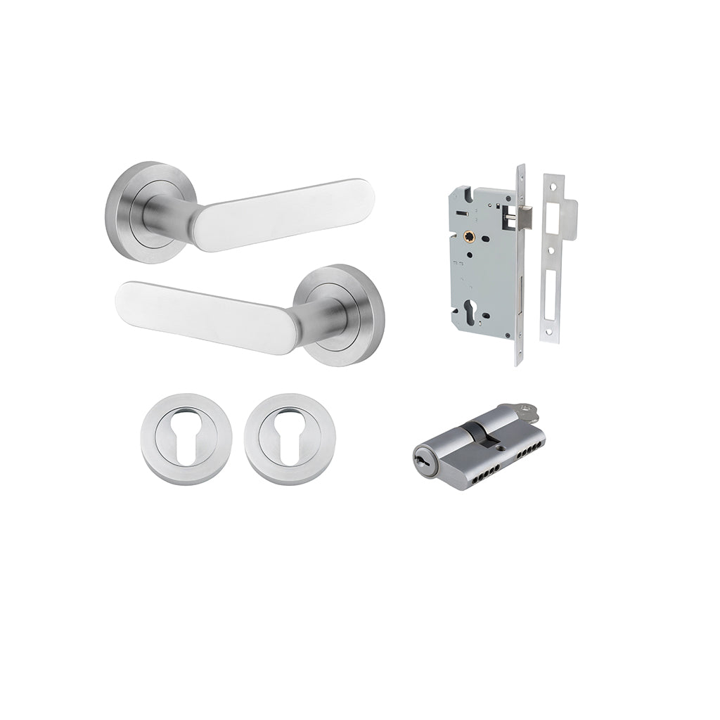 Bronte Lever - Round Rose Brushed Chrome / Entrance / Entrance Kit Dual Function (Key-Key)