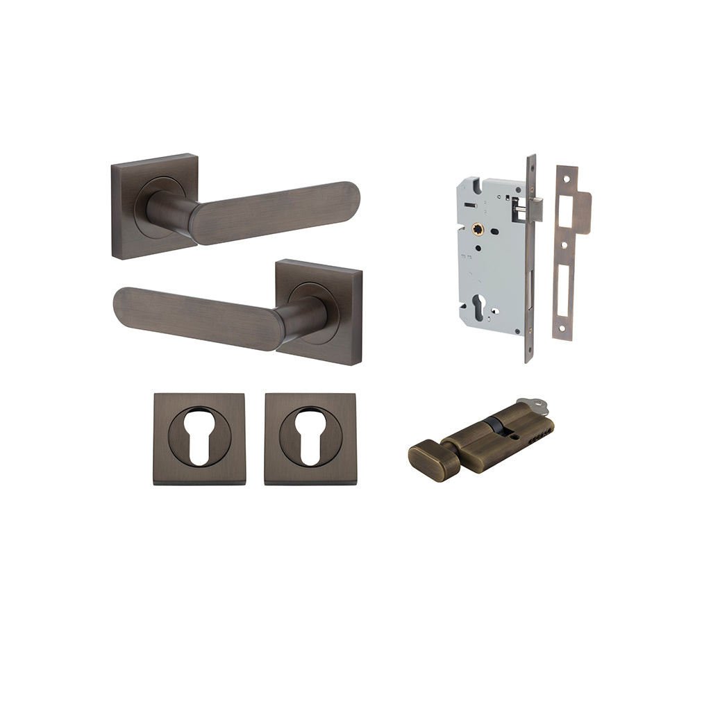 Bronte Lever - Square Rose Signature Brass / Entrance / Entrance Kit (Key-Thumb)