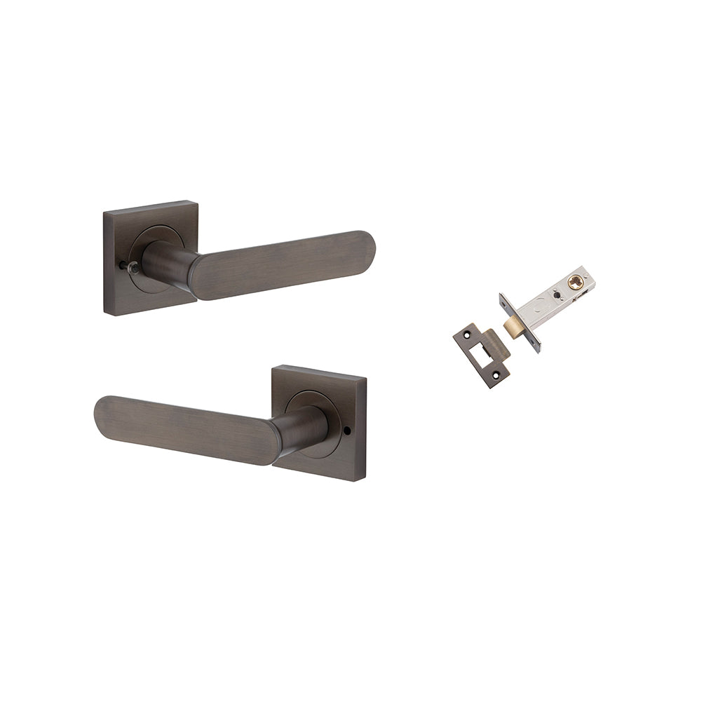 Bronte Lever - Square Rose Signature Brass / Privacy / Inbuilt Privacy Kit