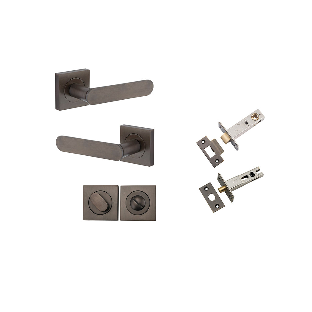 Bronte Lever - Square Rose Signature Brass / Privacy / Separate Privacy Kit