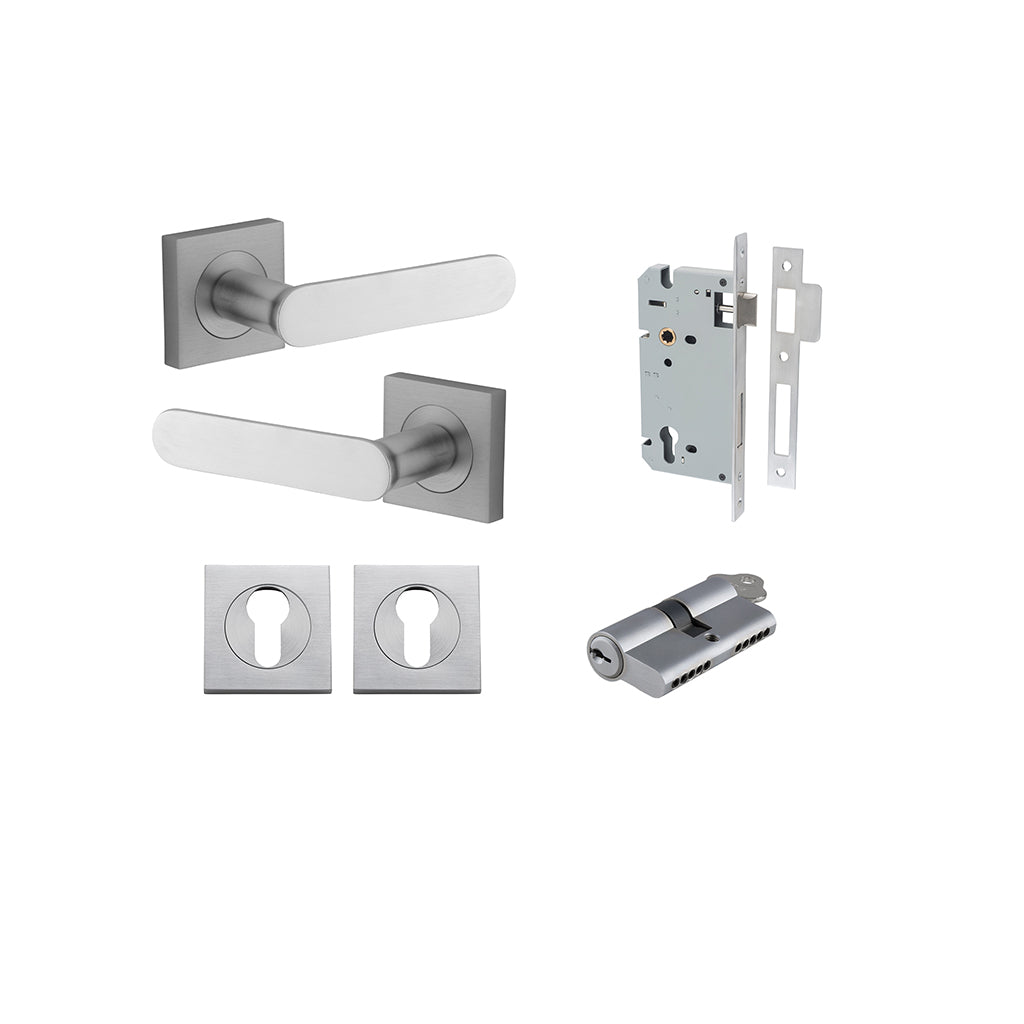 Bronte Lever - Square Rose Brushed Chrome / Entrance / Entrance Kit Dual Function (Key-Key)
