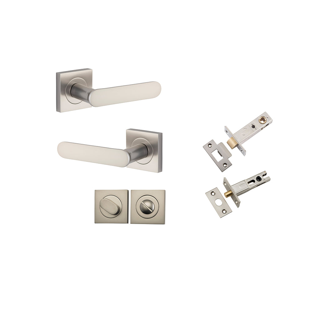 Bronte Lever - Square Rose Satin Nickel / Privacy / Separate Privacy Kit