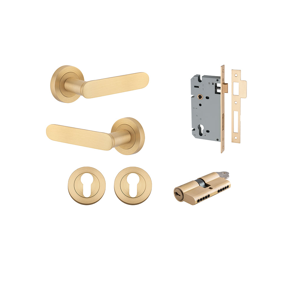 Bronte Lever - Round Rose Brushed Brass / Entrance / Entrance Kit Dual Function (Key-Key)