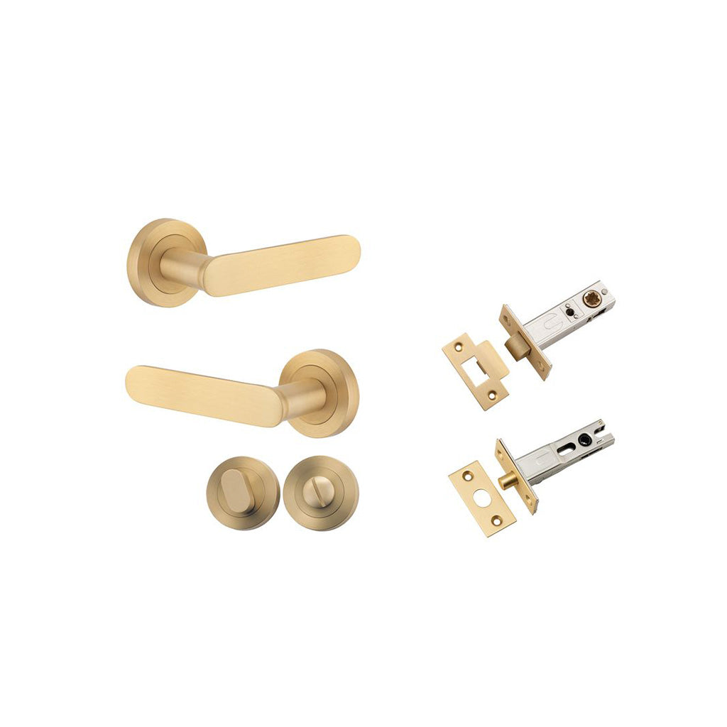 Bronte Lever - Round Rose Brushed Brass / Privacy / Separate Privacy Kit